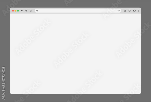 Realistic browser windows set with toolbar, search bar, and shadow on a transparent background. Perfect for web design mockups and UI presentations.