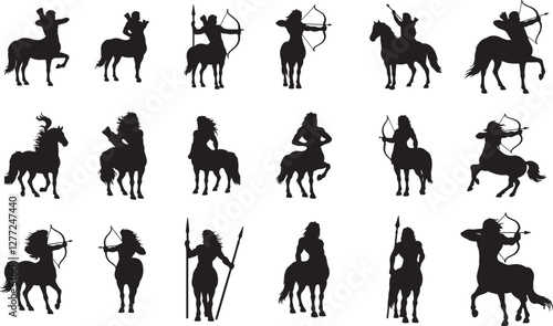 Centaur Silhouette on White Background