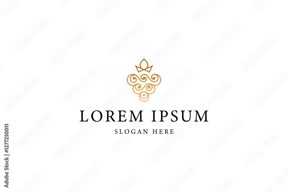 Abstract logo concept of grapes with golden color Abstract logo concept of grapes with golden color