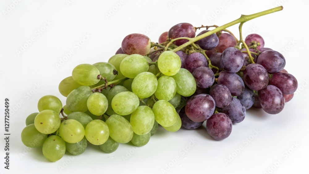 Green and Red Grapes on White Background Green and Red Grapes on White Background