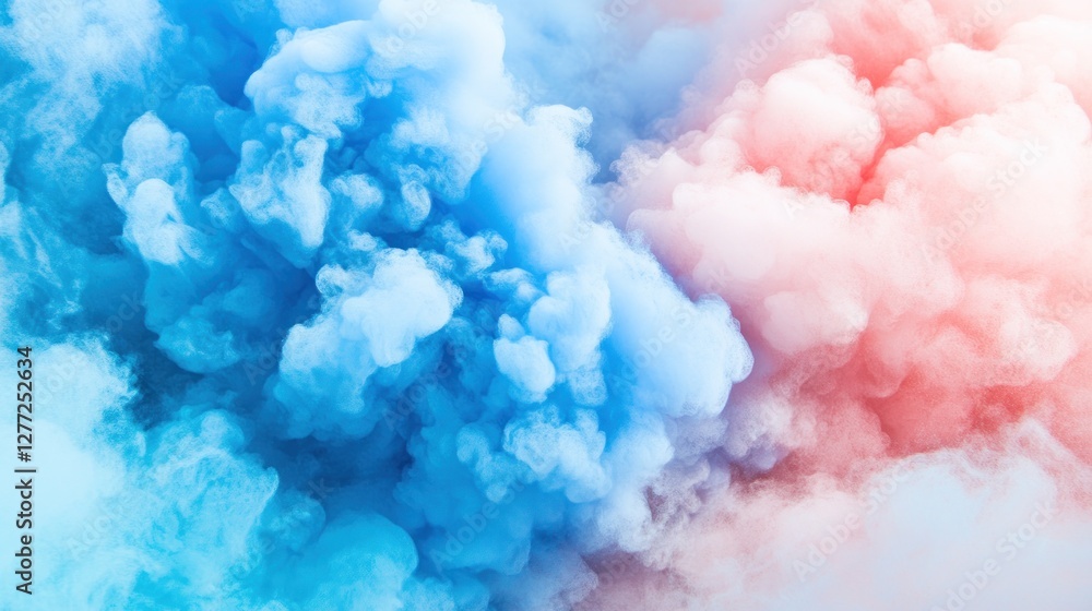 Fototapeta premium Abstract image of swirling blue and pink smoke clouds.