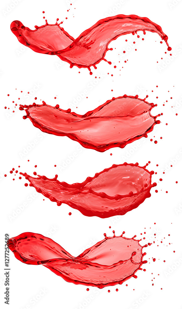 Fototapeta premium red liquid splash set png