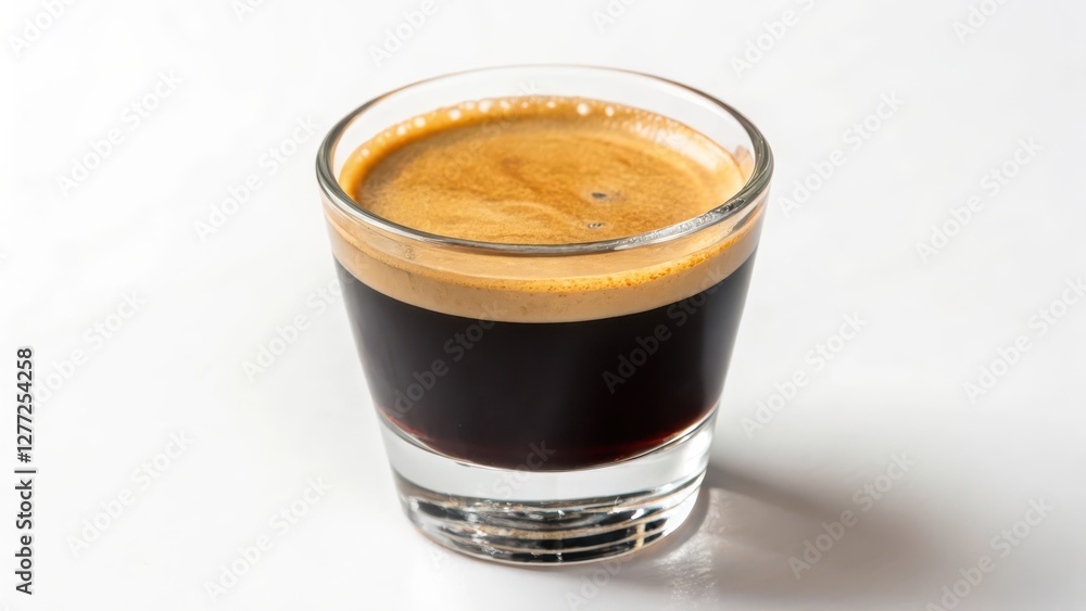 Espresso Shot in Glass on White Background Espresso Shot in Glass on White Background