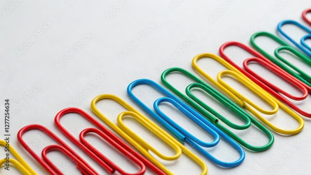 Colorful Paperclips on White Background Colorful Paperclips on White Background