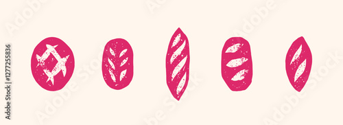Loaf of Bread Icons Clip Art Vector, Bread Bakery, Bakery Logo, Bakery Shop, Bread, Hand Drawn Bread, Sourdough, baguette, white bread, challah, isolated bread	and Background