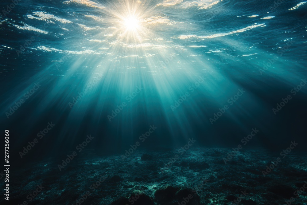 Fototapeta premium Sunlight pierces through clear water creating a mesmerizing underwater spectacle