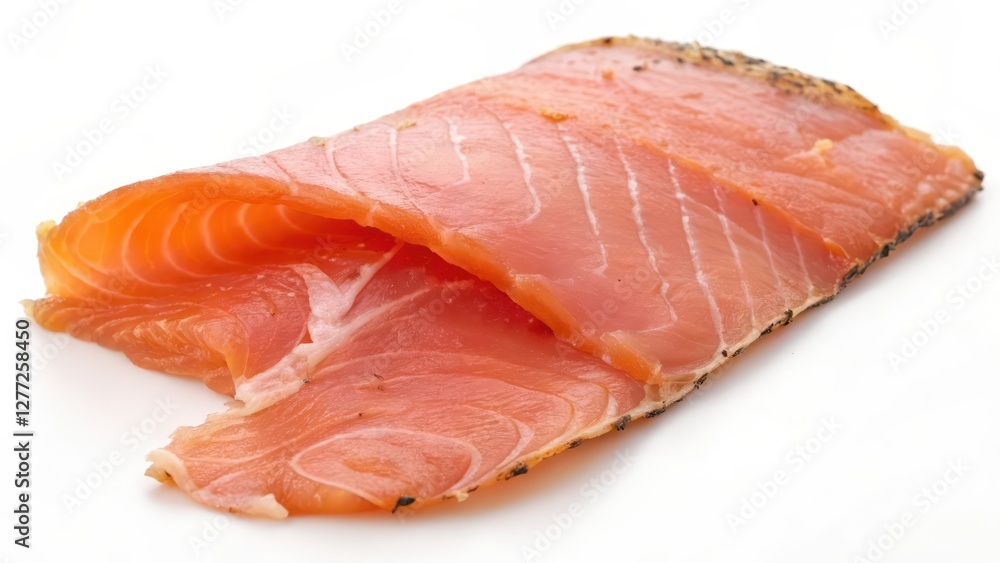 Smoked Salmon Fillet on White Background Smoked Salmon Fillet on White Background
