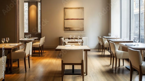 Wallpaper Mural Elegant Modern Dining Area with Warm Wood Accents and Natural Light Torontodigital.ca