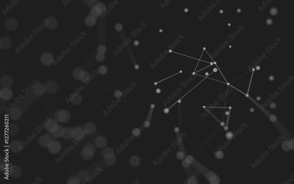 Fototapeta premium Abstract background. Molecules technology with polygonal shapes, connecting dots and lines. Connection structure. Big data visualization.