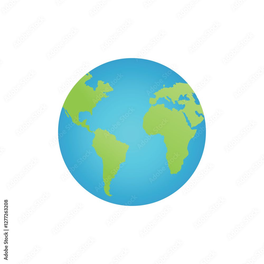Concept of Earth planet. Simple flat vector illustration in green and blue and white color transparent background. Concept of Earth planet. Simple flat vector illustration in green and blue and white color transparent background.