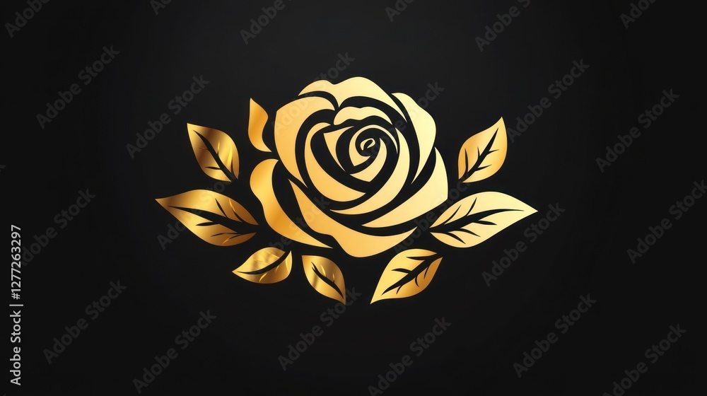 Obraz premium Golden rose design, dark background, logo
