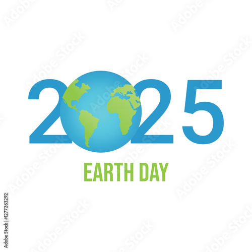 Earth Day 2025 banner. Simple green and blue colors banner. Flat vector illustration with gradients. 