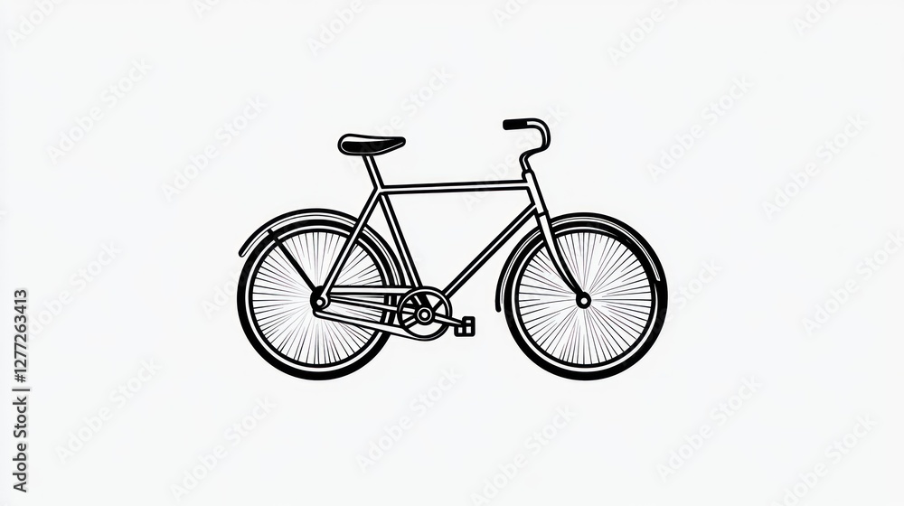 Fototapeta premium Classic bike, white background, simple design, transport