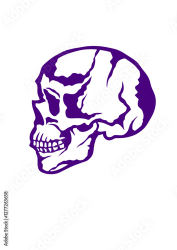 Tete de mort de profil crane halloween