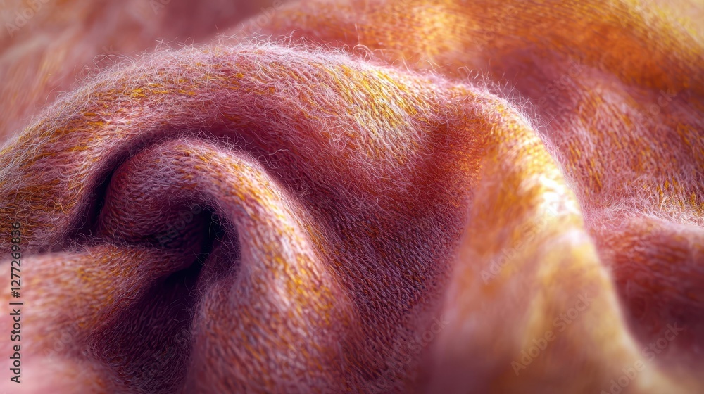 Fototapeta premium Soft Textured Fabric with Warm Pink and Orange Hues in Close-Up