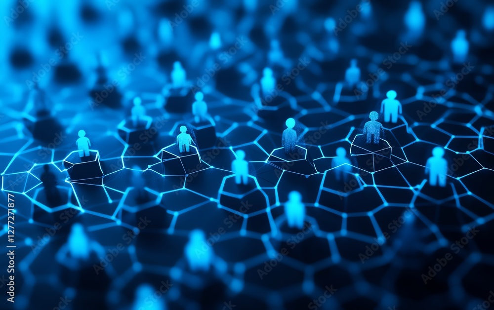 Obraz premium Digital customer outreach strategies, immersive virtual experiences, AIdriven personalization, dynamic communication tools, hightech marketing solutions, hyperrealistic 3D render