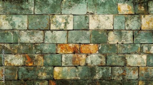 Wallpaper Mural Textured Vintage Brick Wall with Moss and Weathered Patina Torontodigital.ca