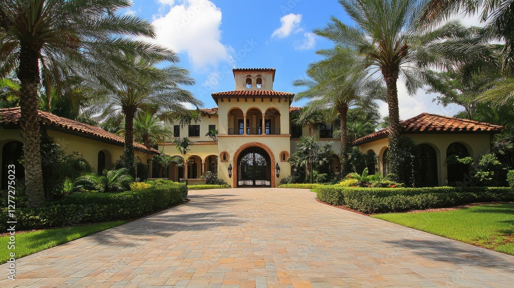 Fototapeta premium A luxury home's facade featuring custom-designed elements and premium construction materials