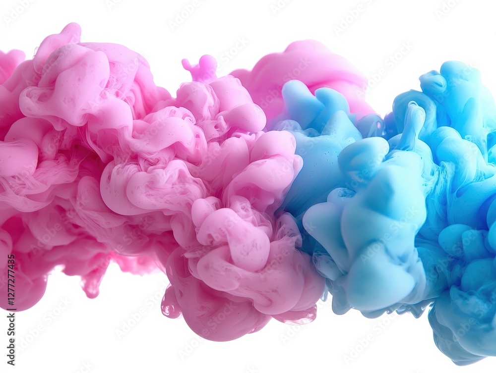 Obraz premium Colorful pink and blue ink swirling together in water.