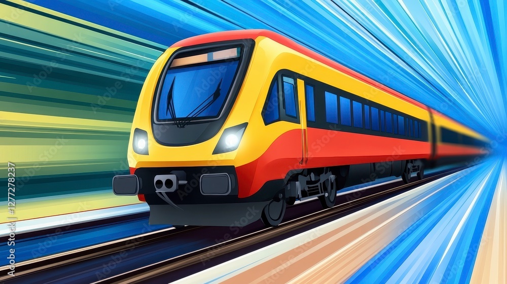 Fototapeta premium High Speed Train in Motion Blur Tunnel