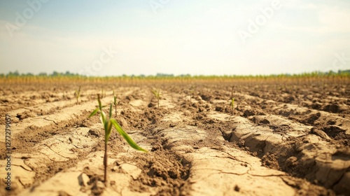 Toxic fertilizer scattered on a dry farm field. Featuring agricultural harm and environmental consequences