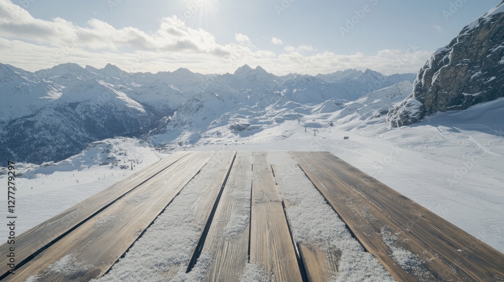 Snowy Mountaintop Deck Scenic View Snowy Mountaintop Deck Scenic View