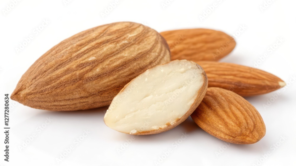 Almonds on White Background Almonds on White Background