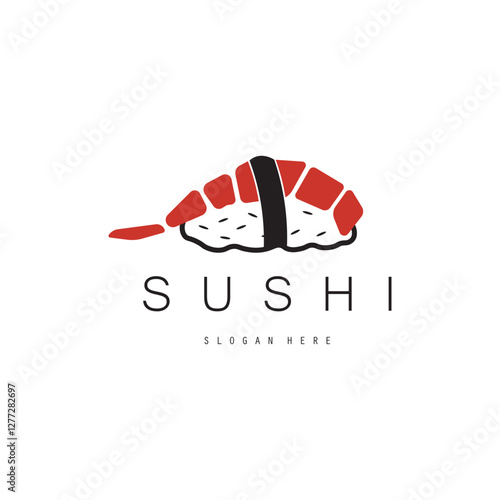Japanese food sushi restaurant logo design vector illustration.