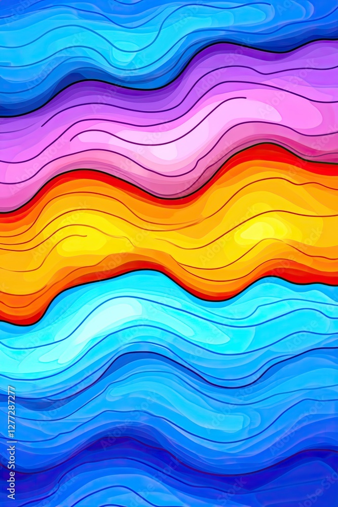 Fototapeta premium Abstract wavy background with bright colors and lines.