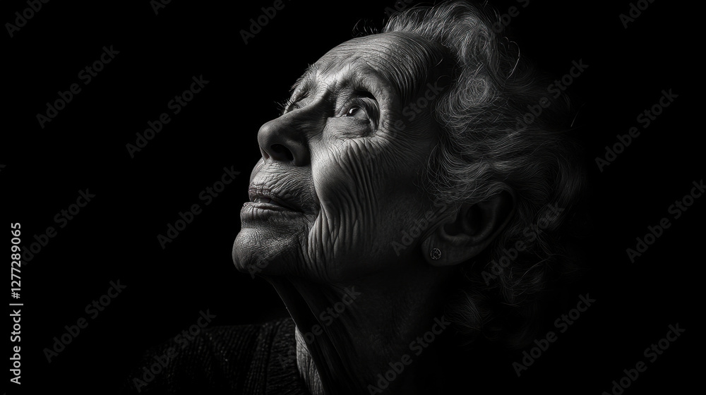 Black and white of an elderly man with deep wrinkles Black and white of an elderly man with deep wrinkles