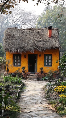 vintage thatched roof village home high resolution hd picture