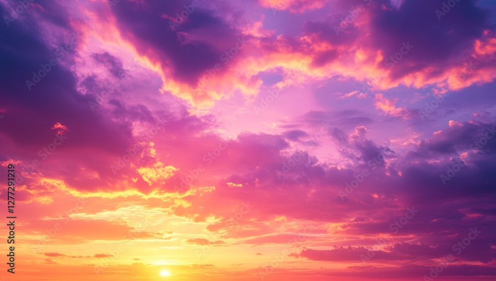 Obraz premium Dramatic sunset sky with vibrant clouds (1)