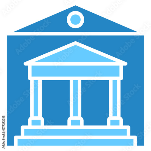 Museum dual tone blue color, mini illustration icon. use for modern concept, print, UI, UX kit, web and app development. Vector EPS 10, related to entertainment, festival, funfair and hobbies.