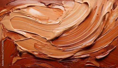 an abstract image of makeup foundation smudges with different shades of brown, forming unique patterns and textures