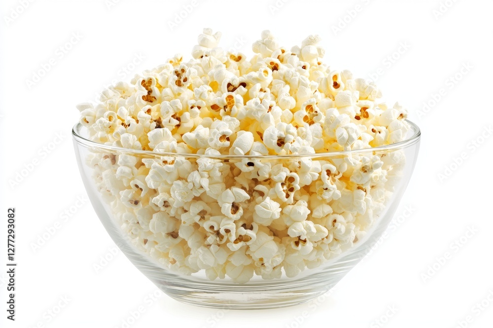 Glass bowl of popcorn on white background (1) Glass bowl of popcorn on white background (1)
