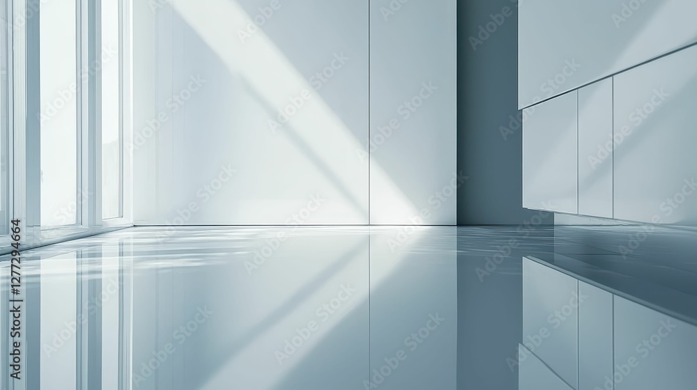 Bright and Modern Interior with Minimalist Design and Glossy Floor Bright and Modern Interior with Minimalist Design and Glossy Floor