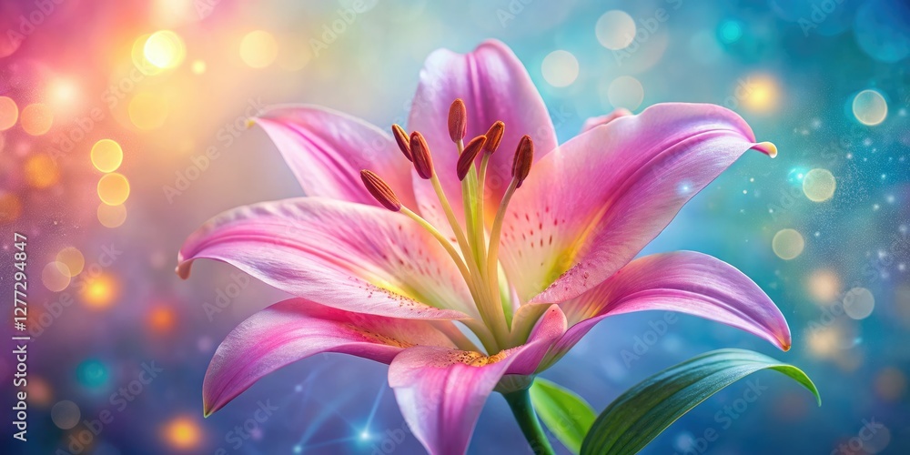 Dreamy macro close-up: a pink lily's abstract bloom explodes in vibrant color. Dreamy macro close-up: a pink lily's abstract bloom explodes in vibrant color.