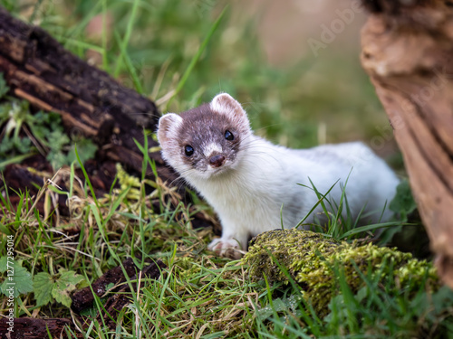 Obraz na płótnie Close-up of a Partial Ermine Stoat Head w salonie