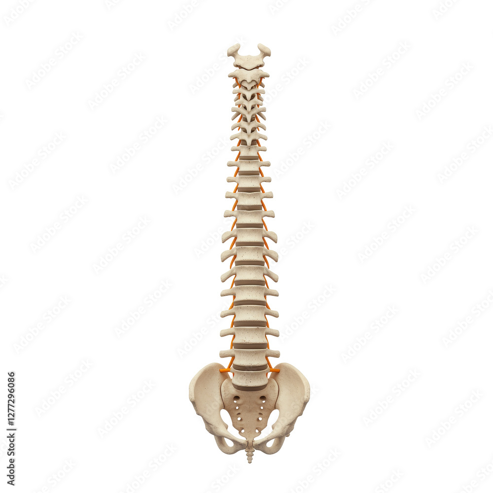 Human spine 3d render, cutout Human spine 3d render, cutout