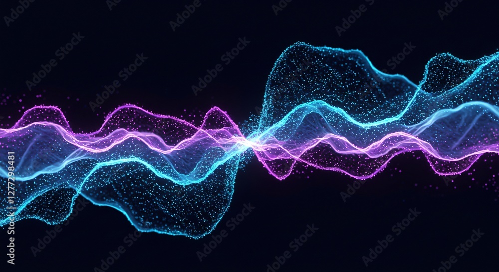 Fototapeta premium Abstract futuristic waveforms with glowing blue and purple light effects