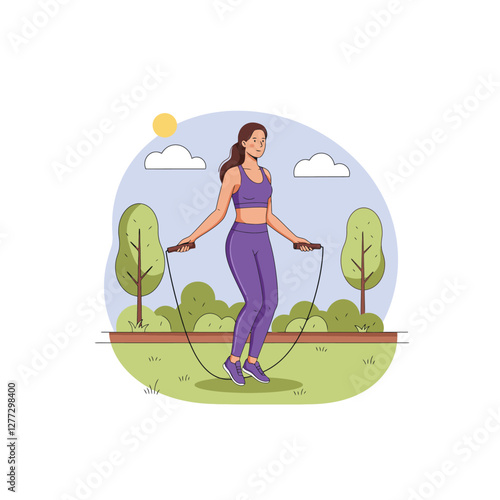 Woman Skipping Rope in Park for Fitness and Healthy Lifestyle