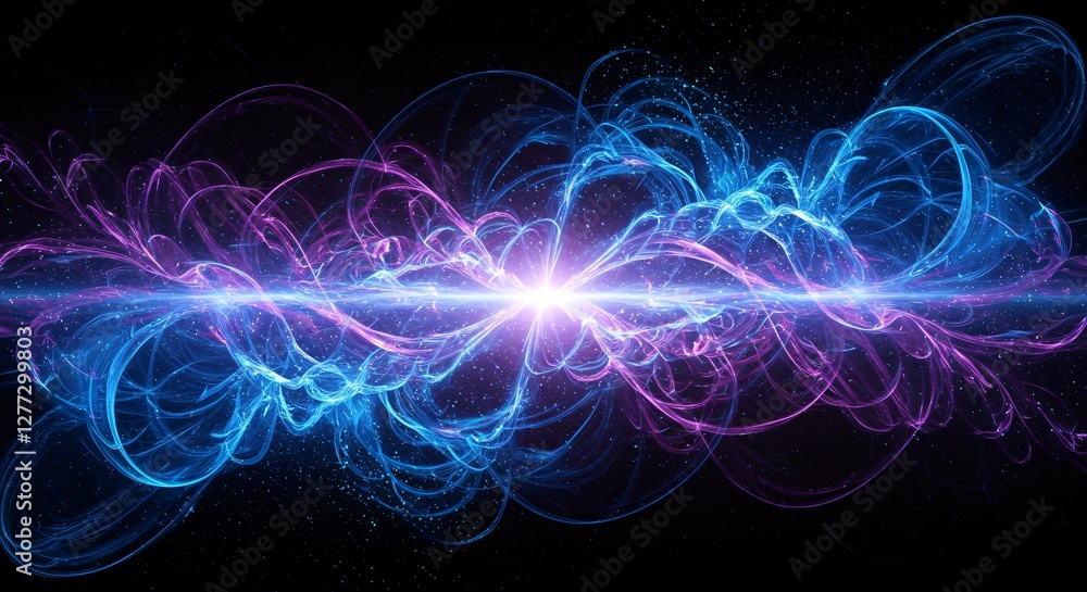 Obraz premium Abstract futuristic waveforms with glowing blue and purple light effects