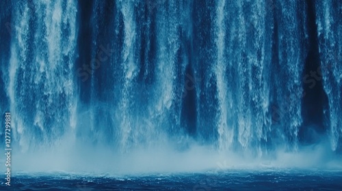 Powerful waterfall cascading down