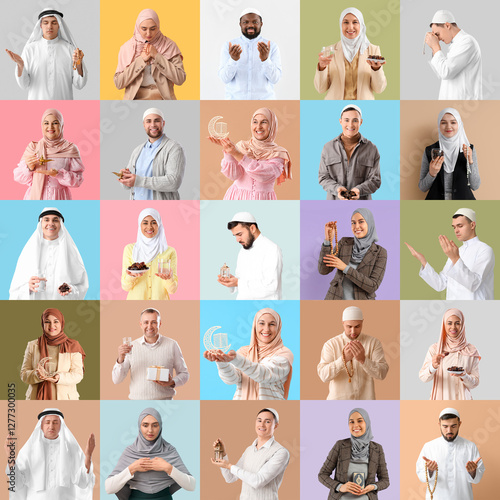 Collage of many Muslim peop...
