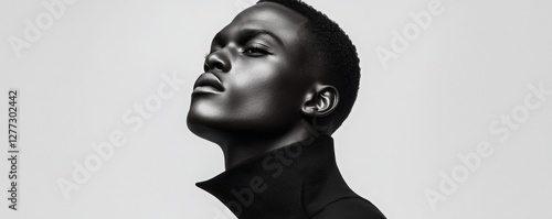 Collection of black and white close-up headshot model fashion advertising banner and background