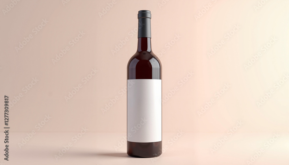 Fototapeta premium wine bottle, mockup, label design, red wine, grapes, wooden table, rustic setup, vineyard branding, product photography, elegant presentation, customizable label, gourmet visuals, winery marketing