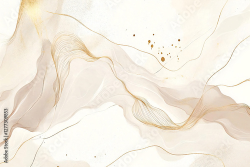 エレガントなゴールドマーブルの抽象アート