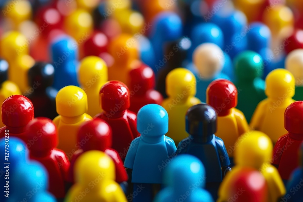 Obraz premium Colorful Toy Figures Gathered in a Crowd Displaying Diversity and Unity