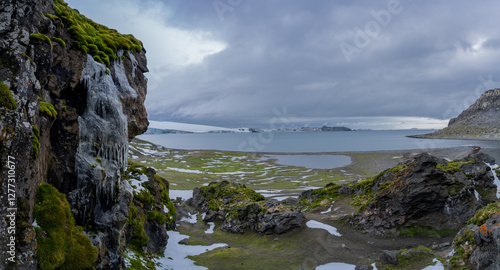 crystallized drops like thread in Antarctica