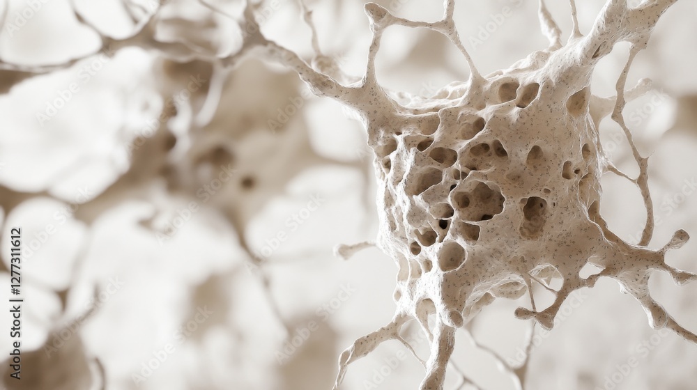 Fototapeta premium Aging cells observed under a microscope in a biology lab. Featuring the breakdown and degradation of cells over time